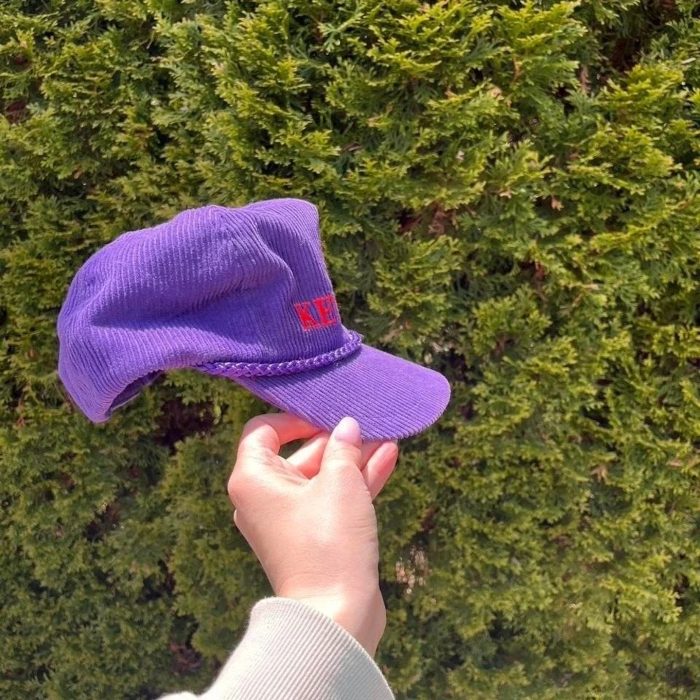 Vintage Bump Bonnet Purple Keystone Corduroy Hat